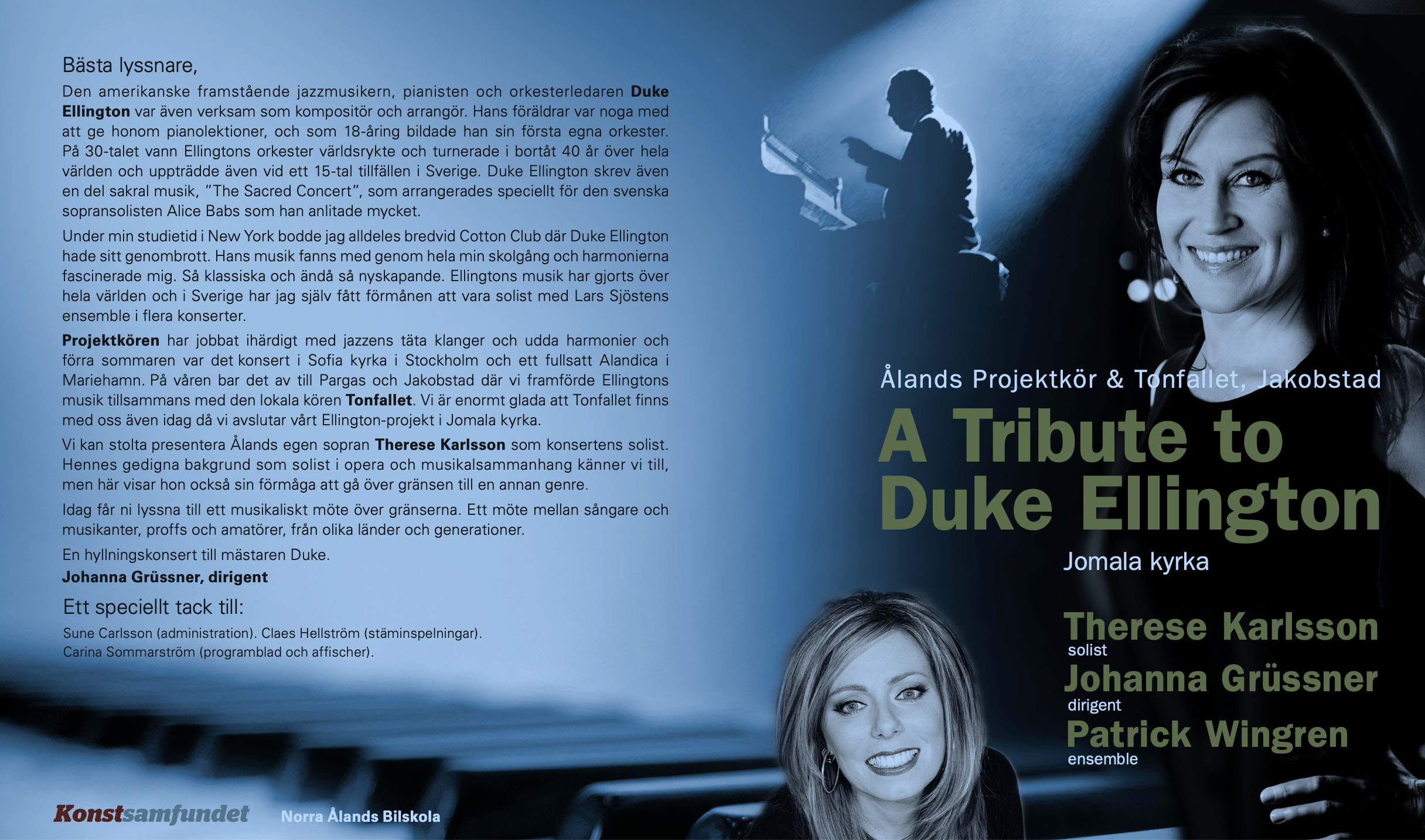 Bild av programbladet för Duke Ellington Jomala kyrka